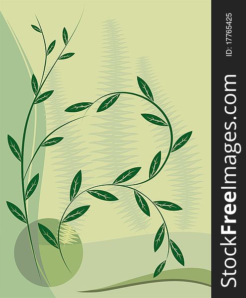 Floral Decor In Green, Silhouette