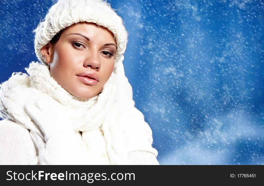 Woman In The Winter Scenery