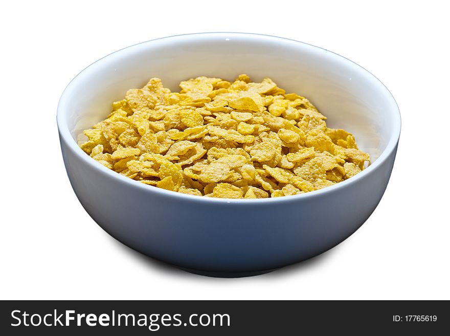 Corn flakes in a bowl isolated