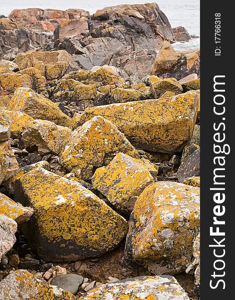 Granite Boulder On Pink Granite Coast In France