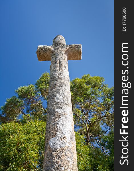Old stone cross in Bretagne France