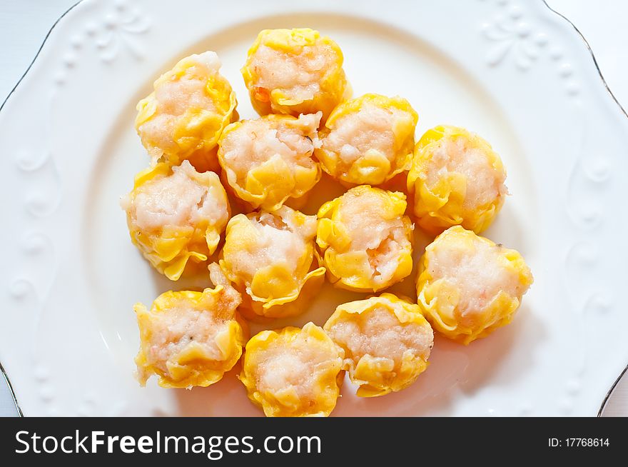 The Dumpling shrimp on dining table