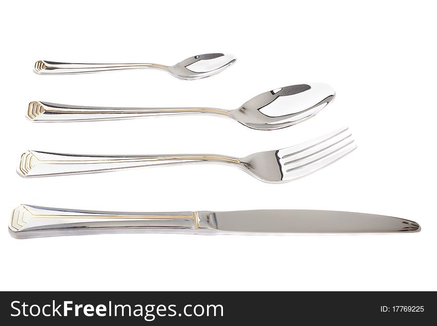 Series. Fork, Knife and Spoon on white