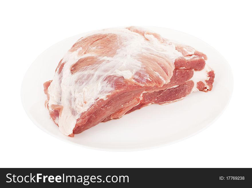 Crude meat closeup on a white backgrounds