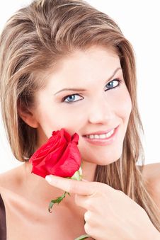 Beauty Girl With Red Rose Royalty Free Stock Photography