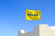 Yellow Flag With A Word Relax Stock Photos