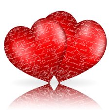 Two Red Hearts With Royalty Free Stock Images Two Red Hearts With Royalty Free Stock Images
