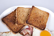 Breakfast - Toasts, Eggs, Bacon Royalty Free Stock Photography Breakfast - Toasts, Eggs, Bacon Royalty Free Stock Photography