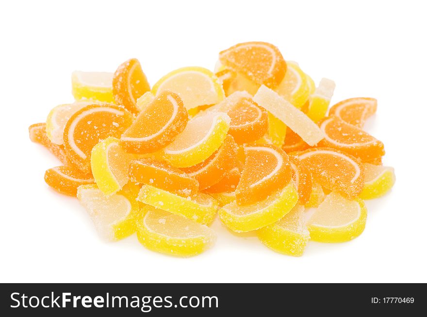 Fruit candy isolated on the white