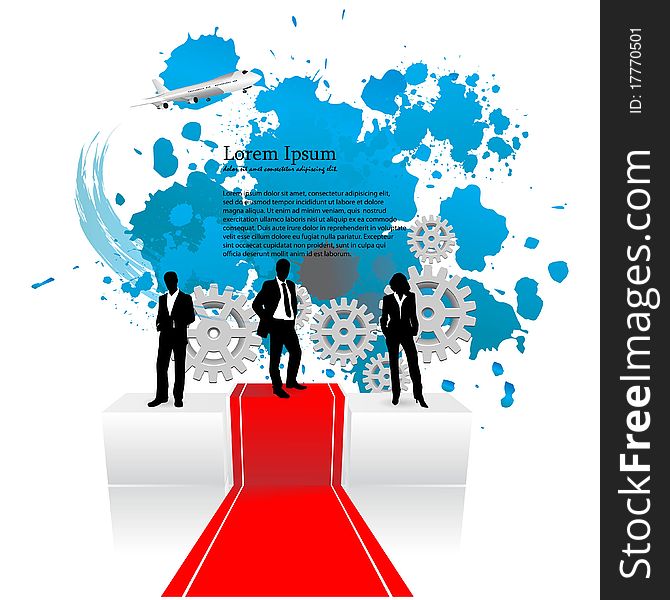 Business people team on pedestal-vector. Business people team on pedestal-vector