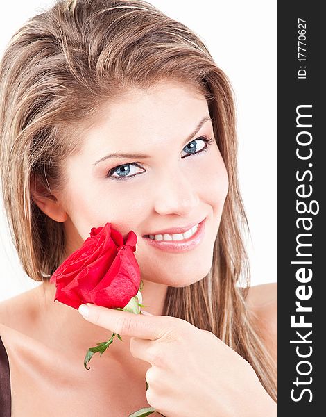 Beauty girl with red rose