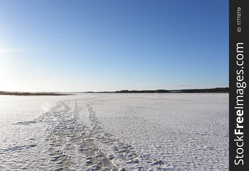 The lake Vidostern in Varnamo during the Winter time completely frozen. Sweden. The lake Vidostern in Varnamo during the Winter time completely frozen. Sweden.