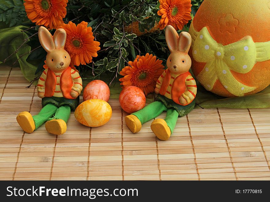 Easter Bunny with Easter eggs. Easter Bunny with Easter eggs