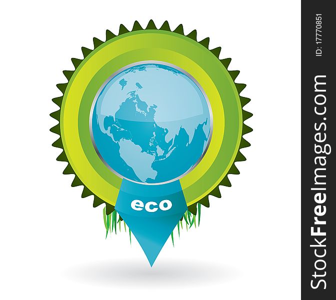 Editable environmental emblem with the globe in it. Editable environmental emblem with the globe in it