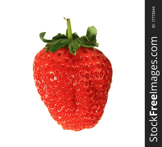 Closeup view of a fresh red strawberry isolated on white