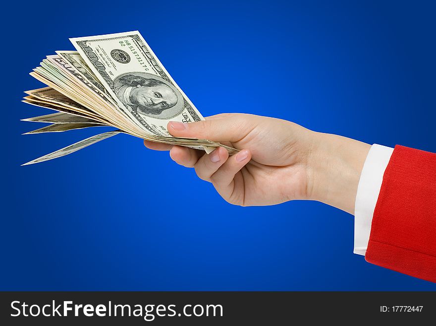 Money in a woman hand + clipping path