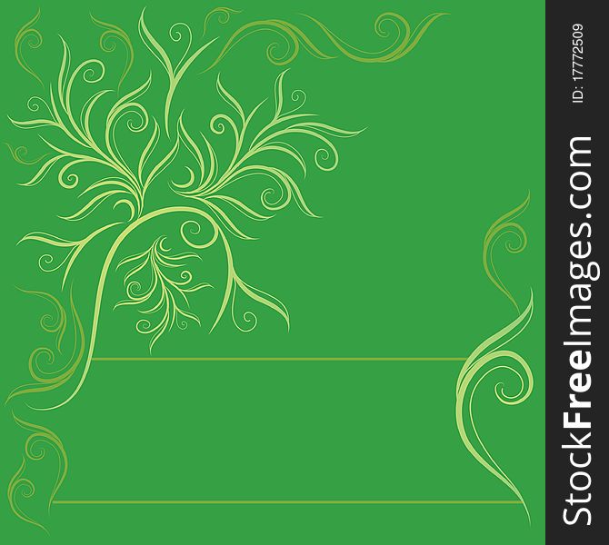 Vector sample of design with decorative tree from leafs and place for text.