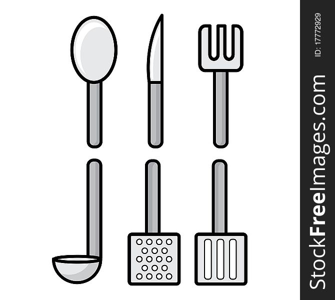 Set of six kitchenware items. Set of six kitchenware items