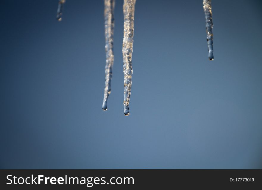 Icicle in blue sky