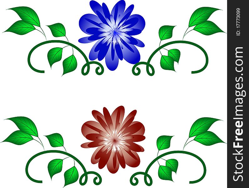 Two variants of a composition from a flower, leaves and stalks. Two variants of a composition from a flower, leaves and stalks.