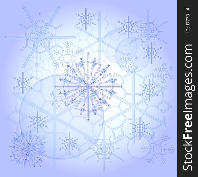 Composition from snowflakes of the different form against circles a side. Composition from snowflakes of the different form against circles a side.