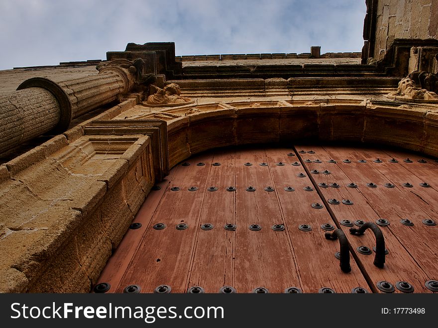 Door of San Mateo's church built in late Gothic style in Caceres, Spain. Door of San Mateo's church built in late Gothic style in Caceres, Spain