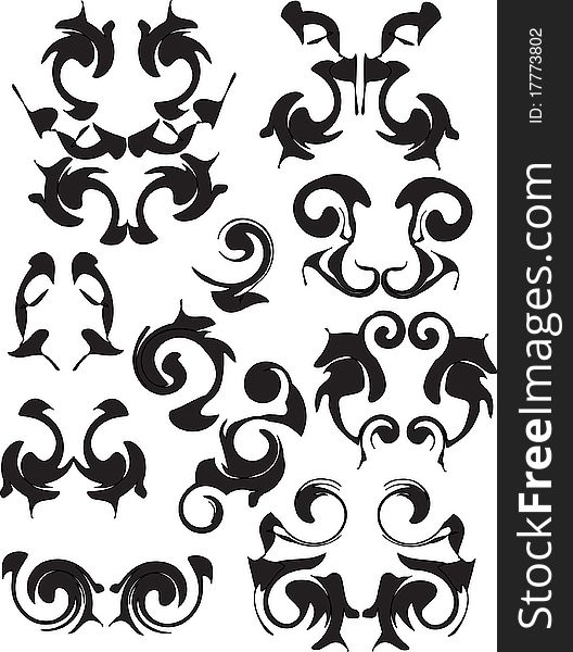 Mage of black stylized plant pattern. Mage of black stylized plant pattern