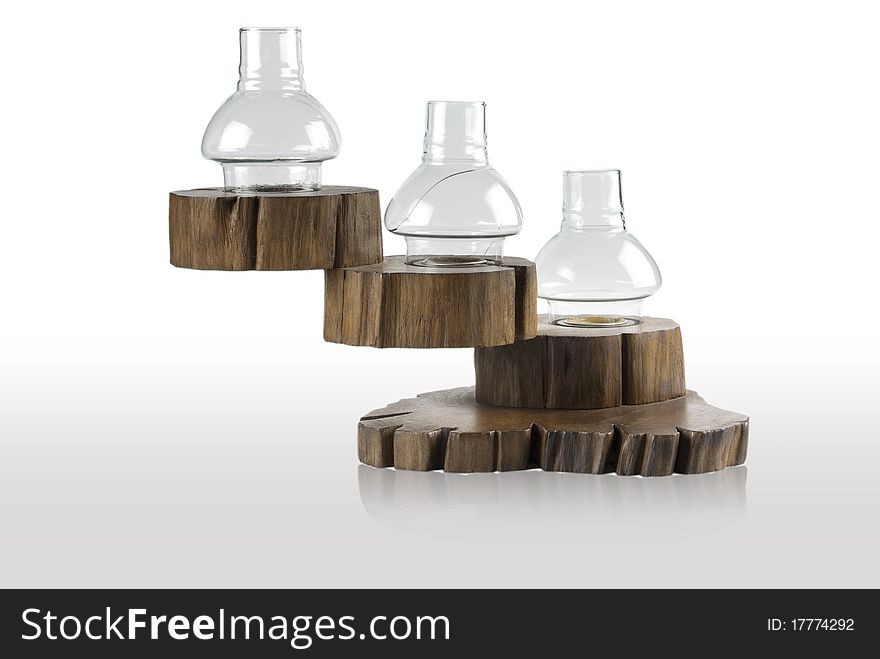 Three wood candleholder for aromatherapy