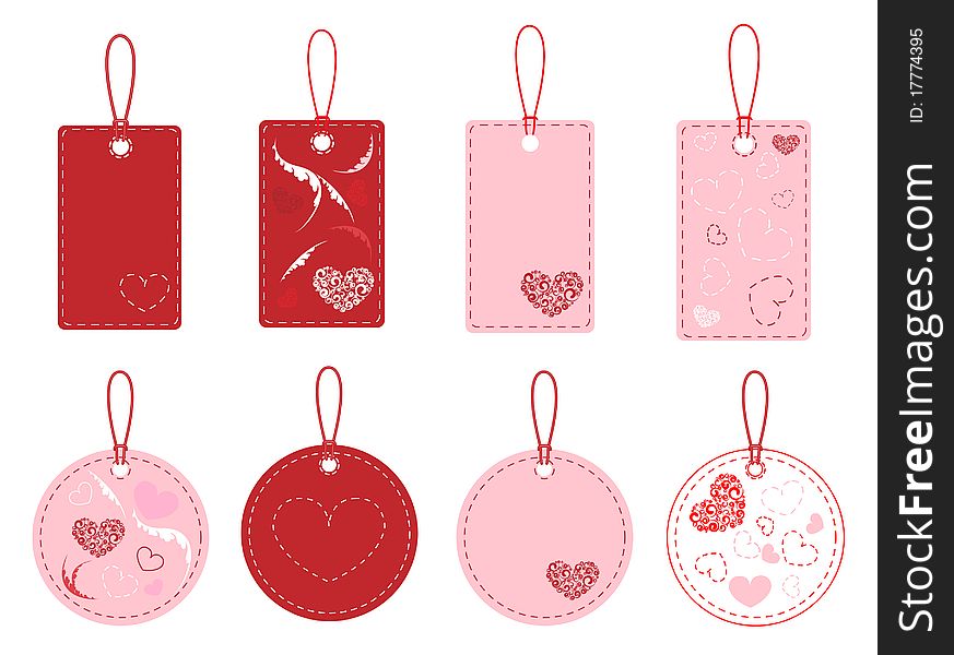 Set of tags with hearts. vector. Set of tags with hearts. vector.