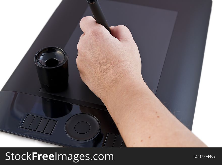 Computer drawing tablet isolated on white