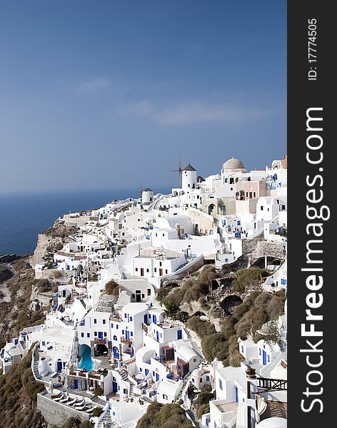 Panorama of the capital of Santorini Island