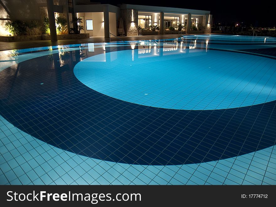 Pool at night with illumination inside