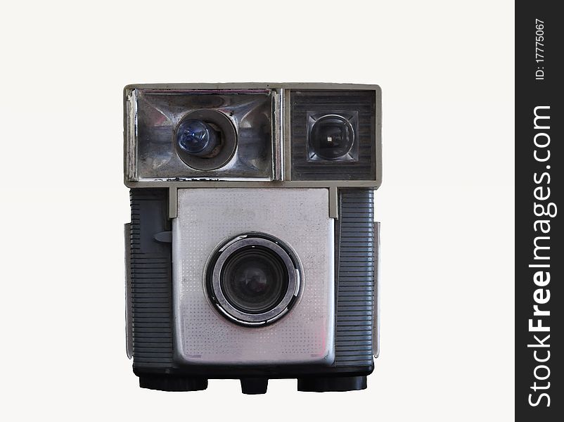 A vintage camera on a white background