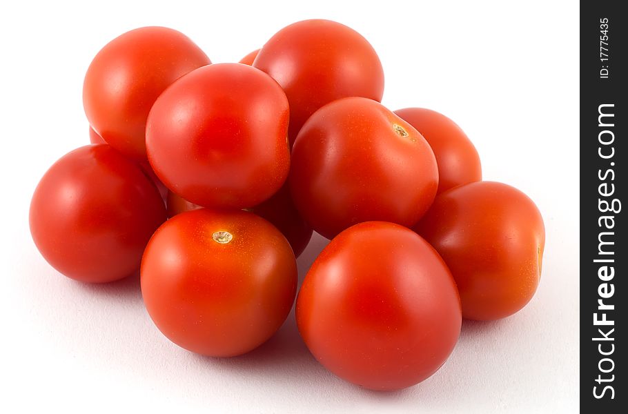 Studio shot of cherry tomatoes , isolated on white background