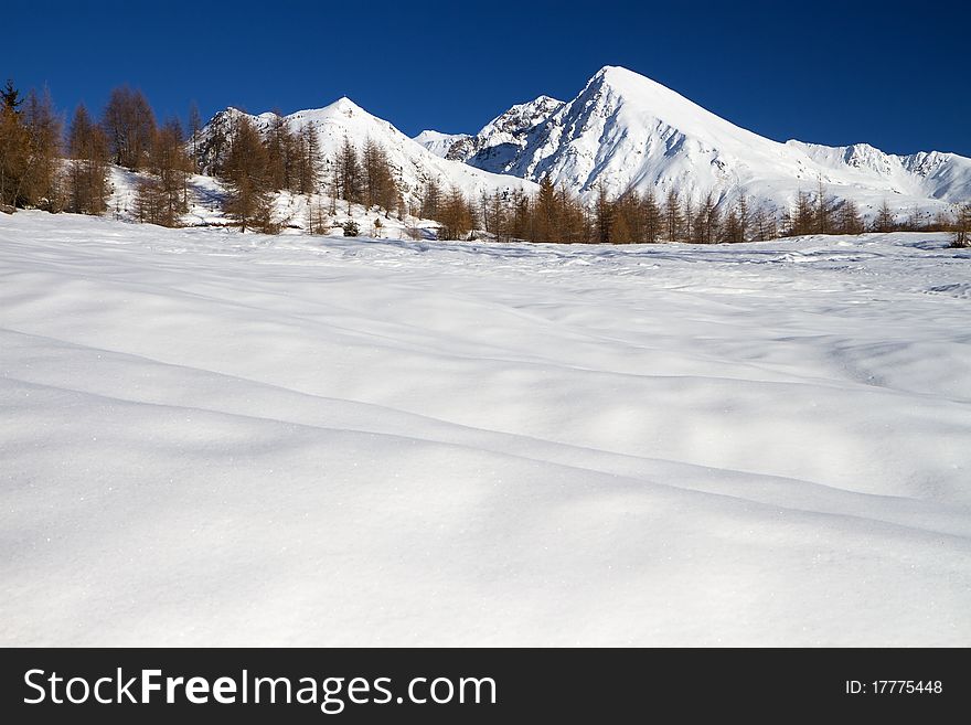 Varadega Peak at 2634 meters on the sea-level during winter. Brixia province, Lombardy region, Italy