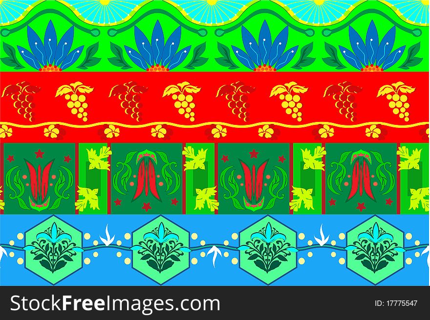 Borders for natural design. Bright colors of borders will perfectly decorate design. Borders for natural design. Bright colors of borders will perfectly decorate design