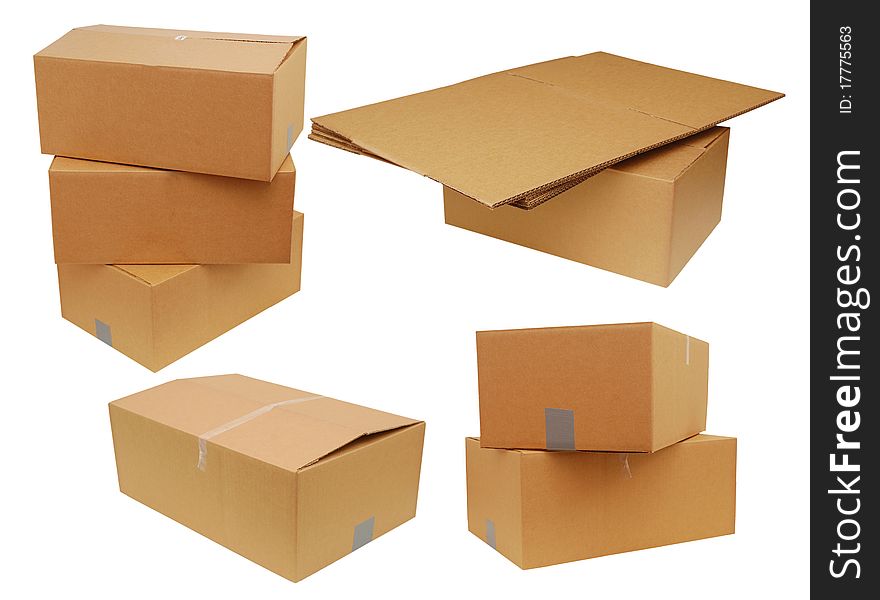 Set of vector cardboard boxes. Set of vector cardboard boxes