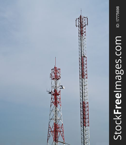 Mobile phone communication repeater antenna tower. Mobile phone communication repeater antenna tower