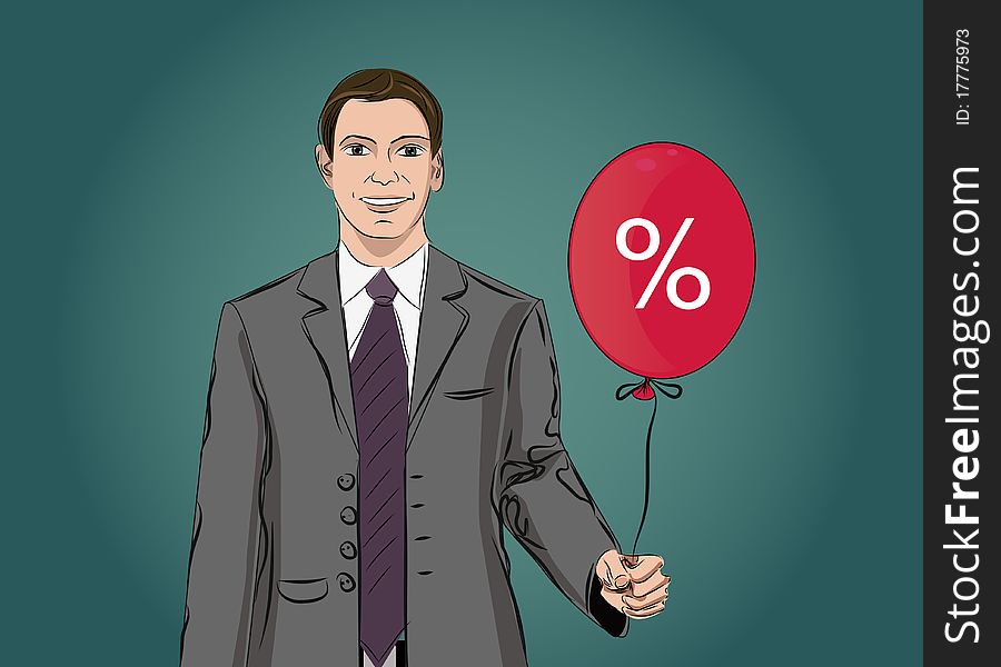 Businesmen with red ball. Vector drawing illustration. Businesmen with red ball. Vector drawing illustration