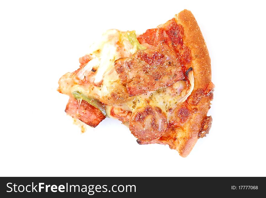 A pizza on white background