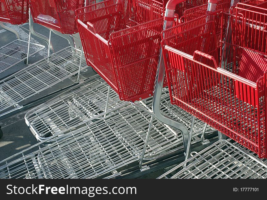 Red and chrome shopping carts