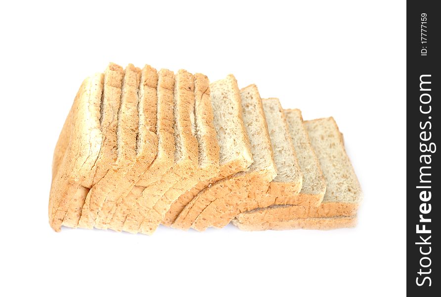 Whole wheat bread on white background