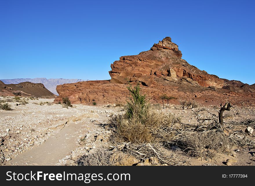 Spiral hill in geological park Timna, Israel
