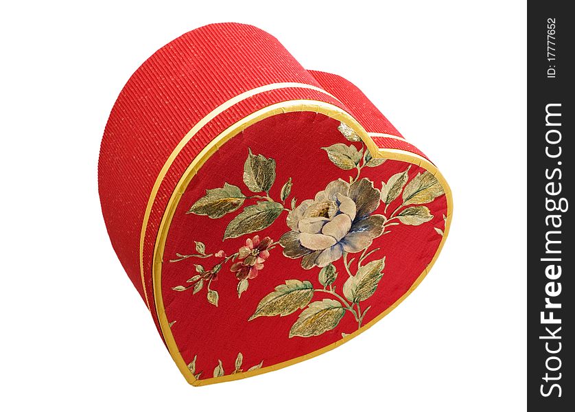 Gift wrap in a heart-shaped, white background