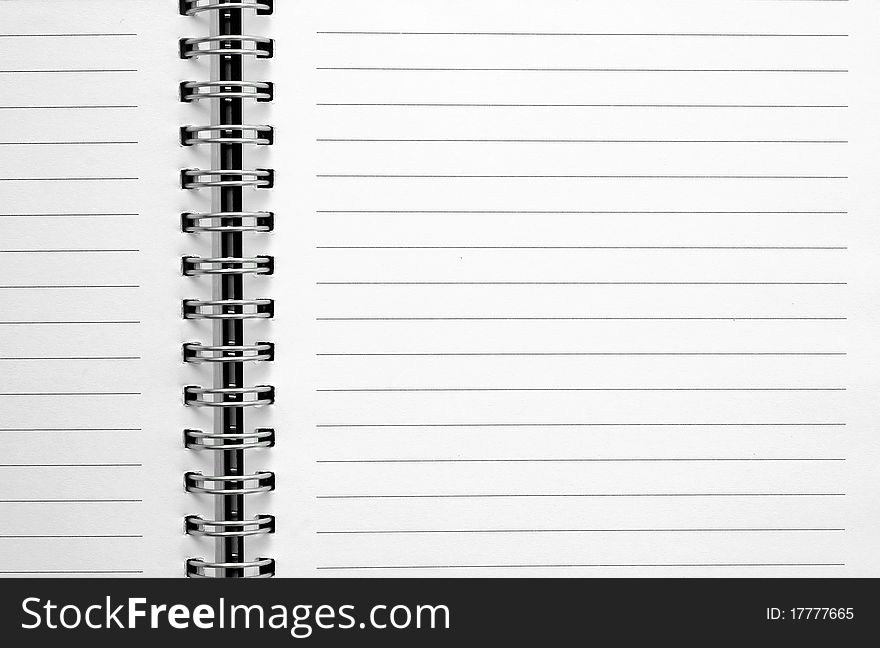 Blank notebook on white background