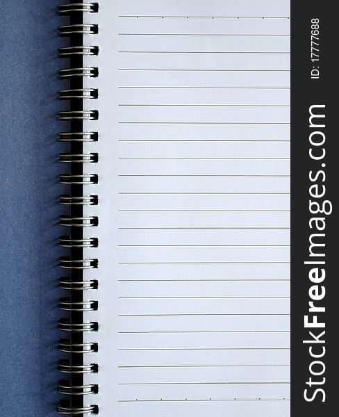 Blank notebook on white background