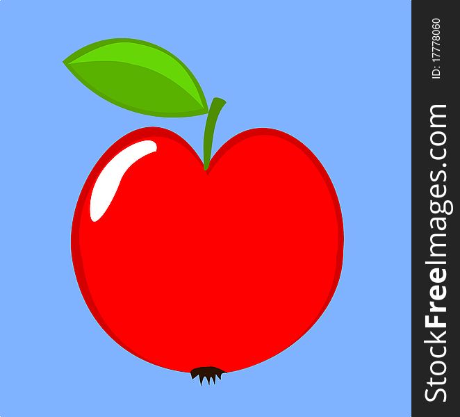 Red whole apple on sky background illustration. Red whole apple on sky background illustration
