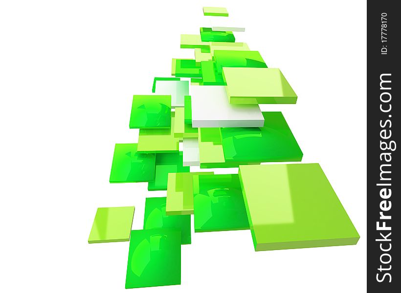 Abstract Green Squares On White