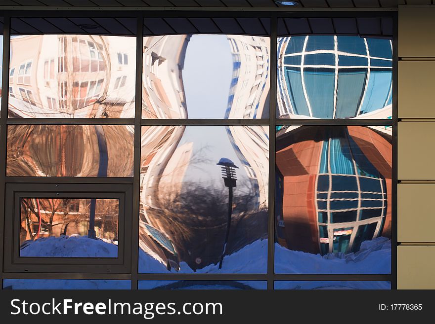 Architecture: reflection in a modern building. Architecture: reflection in a modern building