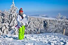 Woman With Snowboard Stock Images Woman With Snowboard Stock Images